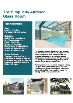 Simplicity Alfresco Glass room Datasheet