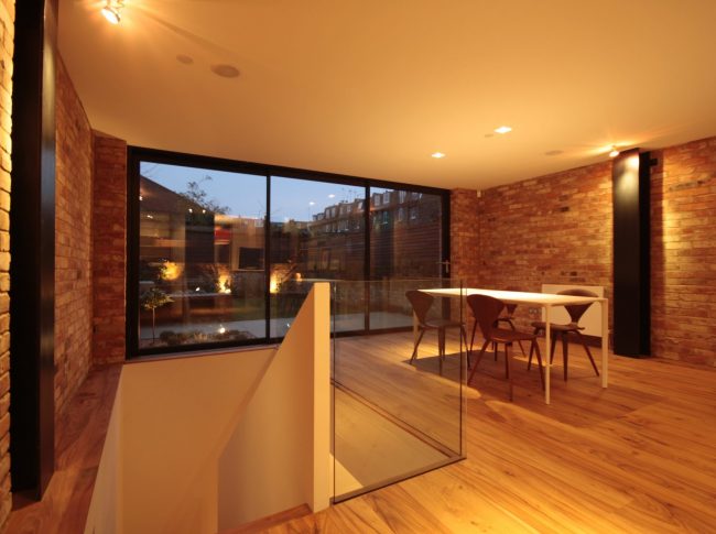 Modern living space with timber framed sliding doors