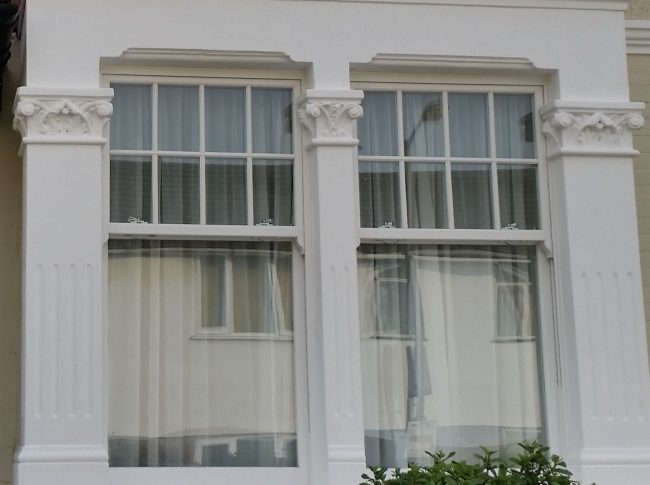 Drop down white sash windows