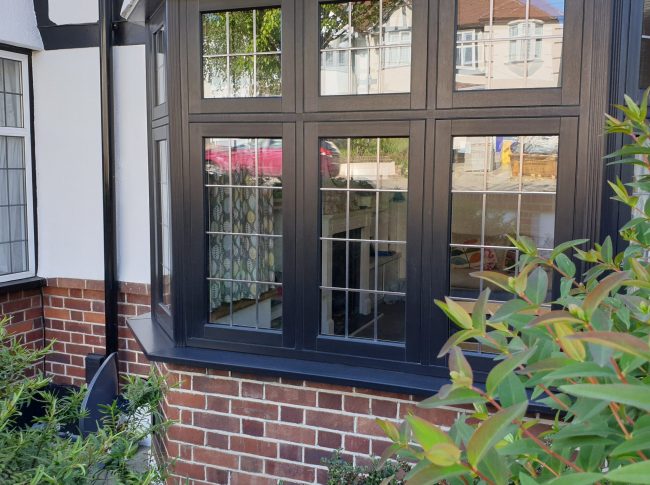 Black casement bow windows