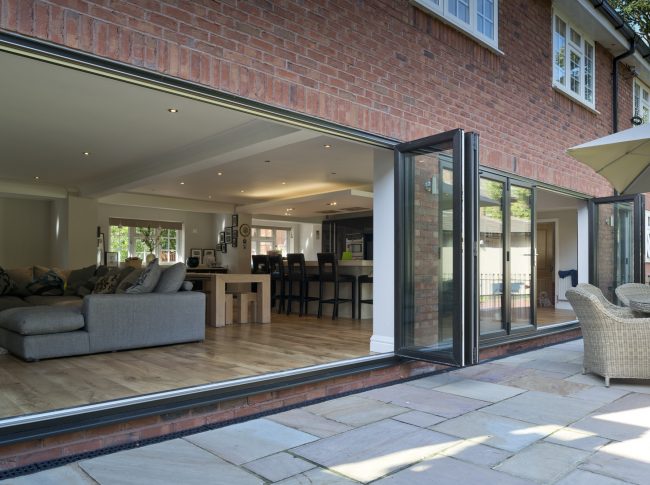 2 x 5m framed sliding bi-fold doors fitted to Detatched House West Derby Liverpool by Warwick Developments